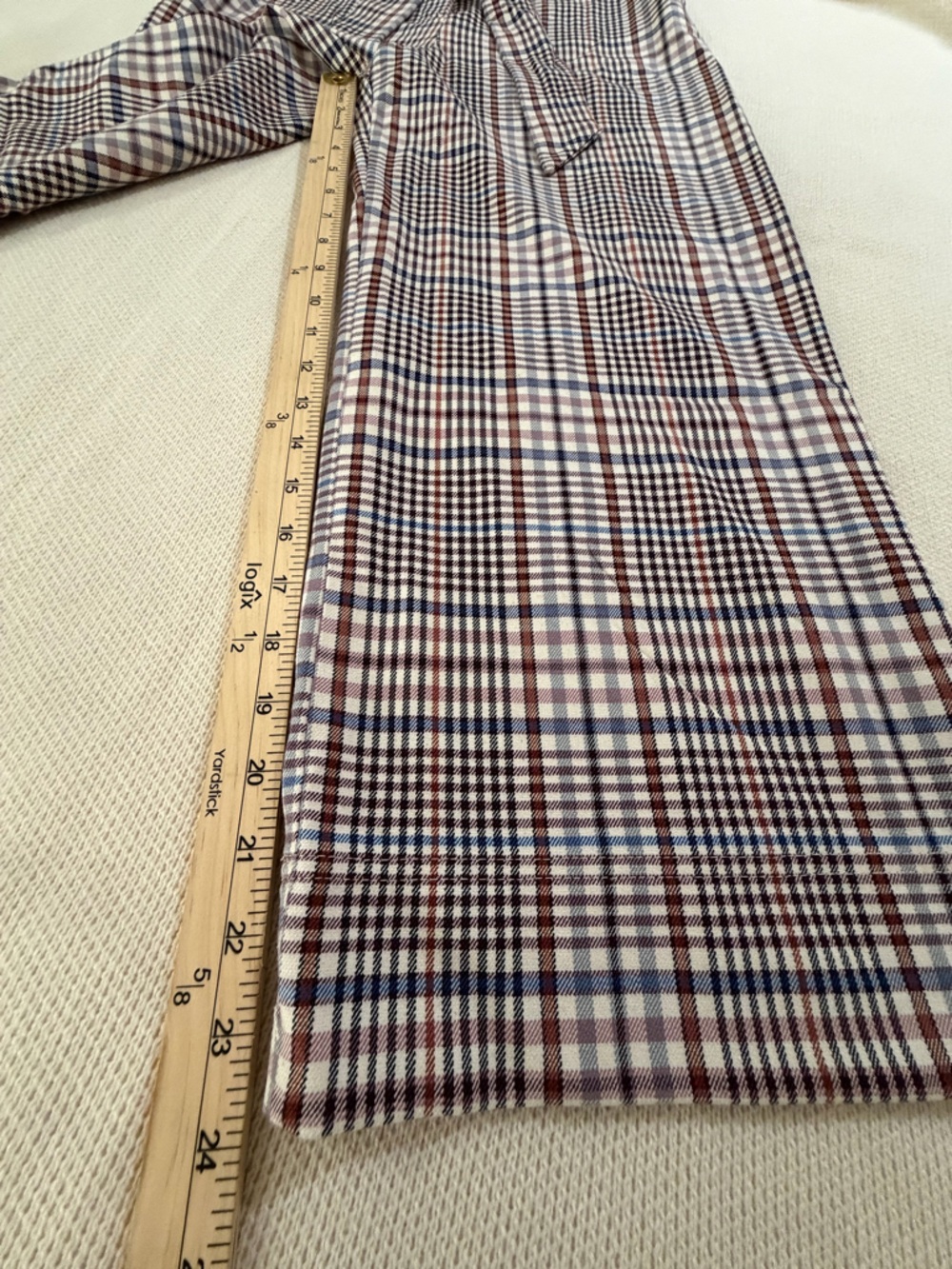 H&M Checked Tie-Waist Wide Leg Pants - Beige Plaid - Picture 9 of 13